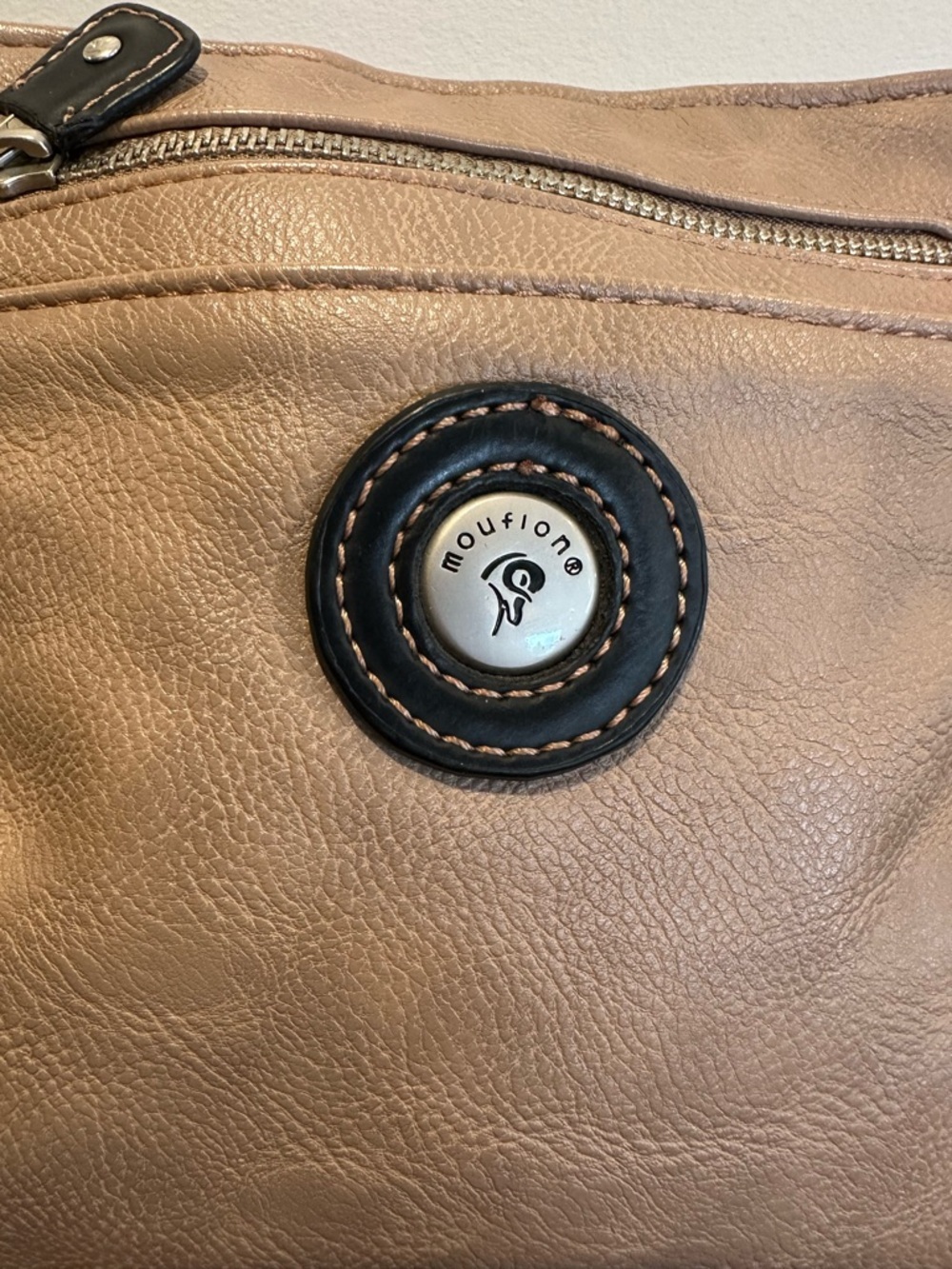 Taupe Crossbody Bag with Black Trim and Adjustable Strap - Picture 2 of 13